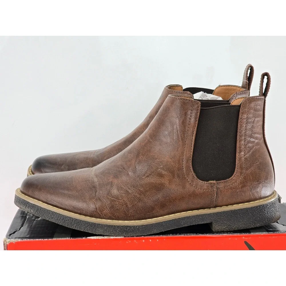 Deer Stags Rockland Chelsea Boots Mens 10W Brown Slip On Memory Foam -Excellent